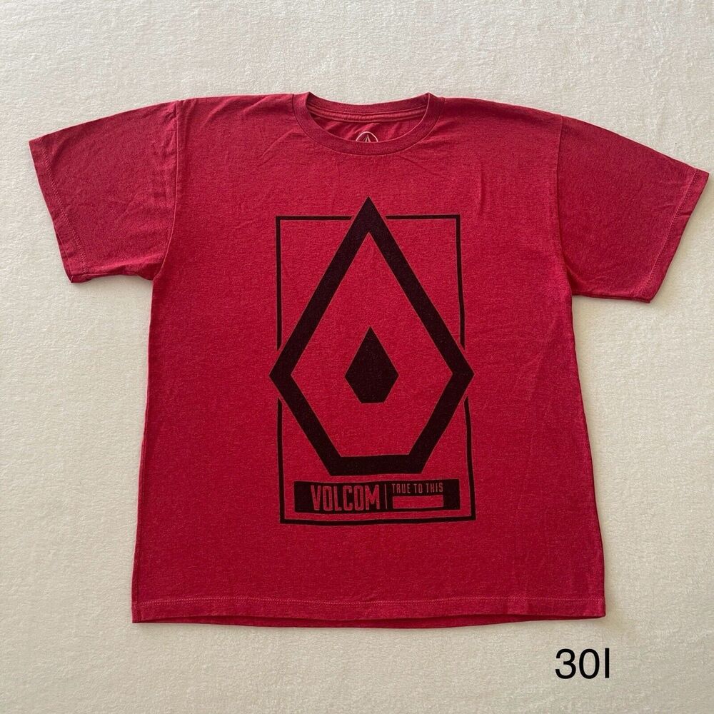 Volcom Logo Men T Shirt‎ Y2K Skate Red TRUE TO THIS Size XL